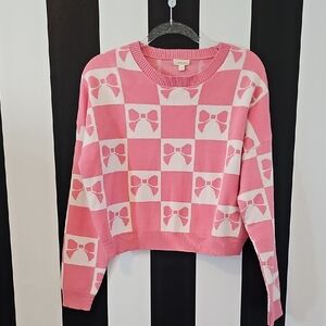 debut  Pink & White Bow Sweater